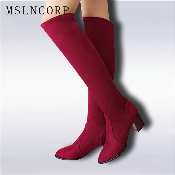 big size 34-45 new black red women's suede thigh high boots elastic over the knee boots thick heels footwear women shoes
big size 34-45 new black red women's suede thigh high boots elastic over the knee boots thick heels footwear women shoes