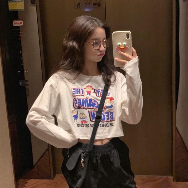 2019 loose navel white t-shirt student long sleeve t-shirt female fashion short coat short coat
2019 loose navel white t-shirt student long sleeve t-shirt female fashion short coat short coat