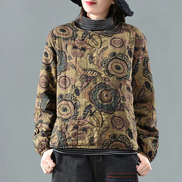 qpfjqd 2019 women floral print parkas autumn winter retro coat chinese style o neck warm cotton parka jacket lady slim outwear, Black
qpfjqd 2019 women floral print parkas autumn winter retro coat chinese style o neck warm cotton parka jacket lady slim outwear, Black