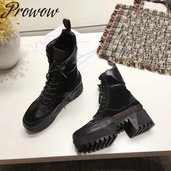 prowow brand genuine leather gladiator lace up ankle boots round toe thick heel high heel spring winter boots women, Black
prowow brand genuine leather gladiator lace up ankle boots round toe thick heel high heel spring winter boots women, Black