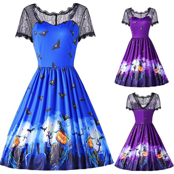 2019 women dress halloween vintage black lace short sleeve bat printed evening party dresses 2xl halloween costumes for women, Black;red
2019 women dress halloween vintage black lace short sleeve bat printed evening party dresses 2xl halloween costumes for women, Black;red