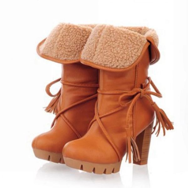 women winter boots mid-calf snow boots female warm fur plush insole high heel botas mujer size 35-43, Black
women winter boots mid-calf snow boots female warm fur plush insole high heel botas mujer size 35-43, Black