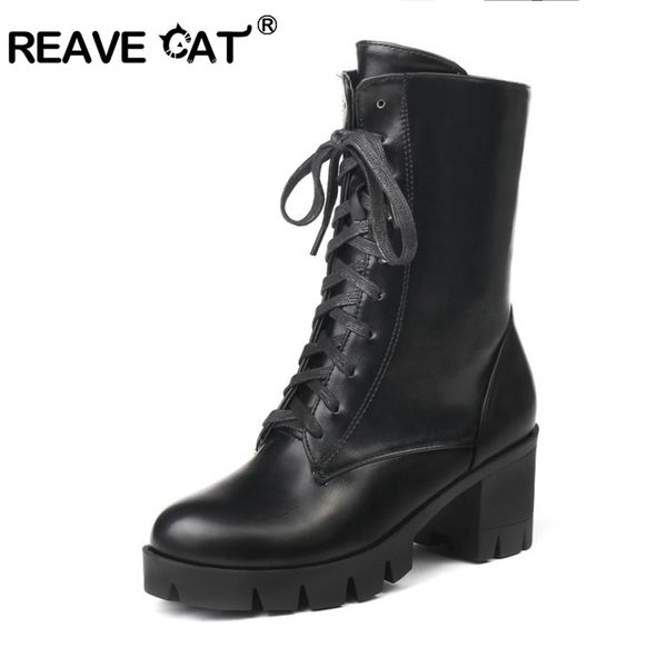 reave cat ankle boots for women platform shoes punk style rubber sole lace up black autumn winter chunky boots woman big size 46
reave cat ankle boots for women platform shoes punk style rubber sole lace up black autumn winter chunky boots woman big size 46