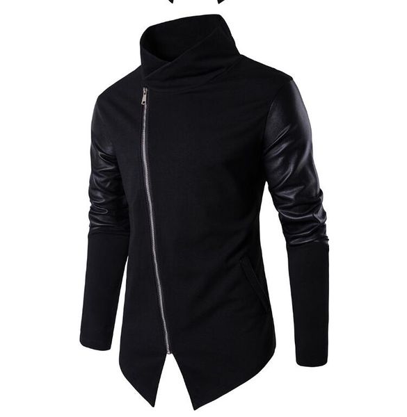autumn slanted zipper male stand collar slim stitching leather jacket men's fashion long sleeve personality black cardigan coat
autumn slanted zipper male stand collar slim stitching leather jacket men's fashion long sleeve personality black cardigan coat