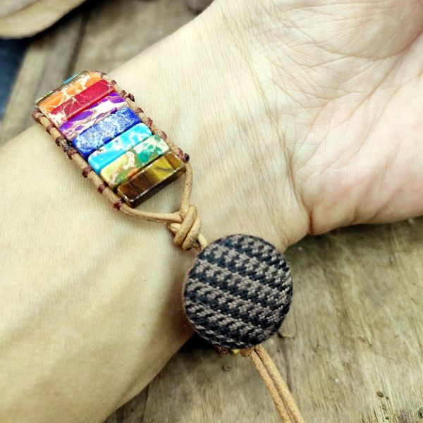 check pattern chakra bracelet handmade natural stone tube beads leather wrap bracelet couples bracelets creative gifts dropship, Golden;silver
check pattern chakra bracelet handmade natural stone tube beads leather wrap bracelet couples bracelets creative gifts dropship, Golden;silver