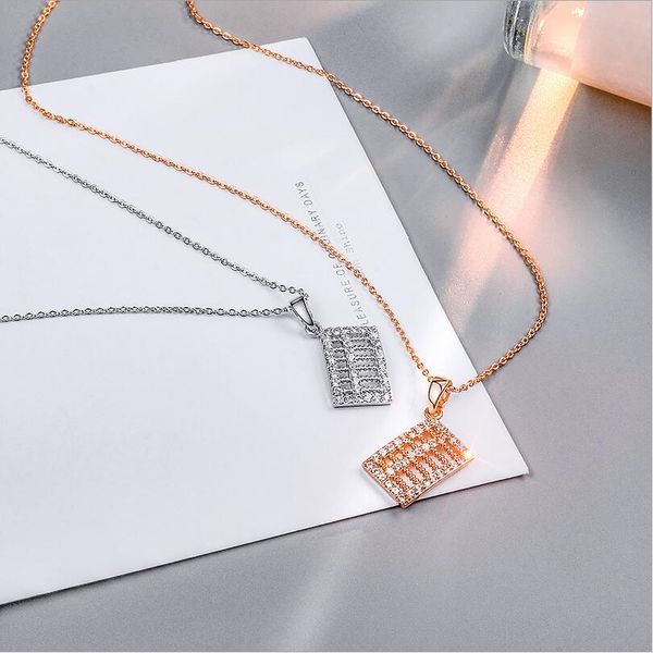 высокое качество роскошь розовое золото серебро нержавеющая сталь abacus ожерелье женская кристаллическая ключица цепи подарок ювелирных изд, Silver 
высокое качество роскошь розовое золото серебро нержавеющая сталь abacus ожерелье женская кристаллическая ключица цепи подарок ювелирных изд, Silver