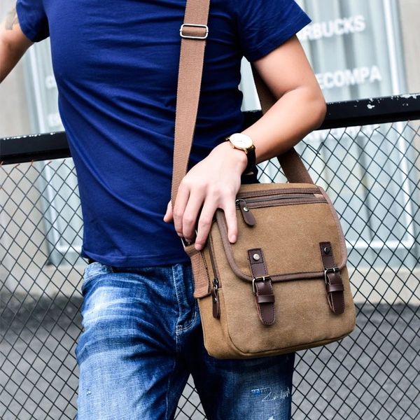 men's single shoulder bag messenger bag retro small multi-functional men's canvas bags 
men's single shoulder bag messenger bag retro small multi-functional men's canvas bags