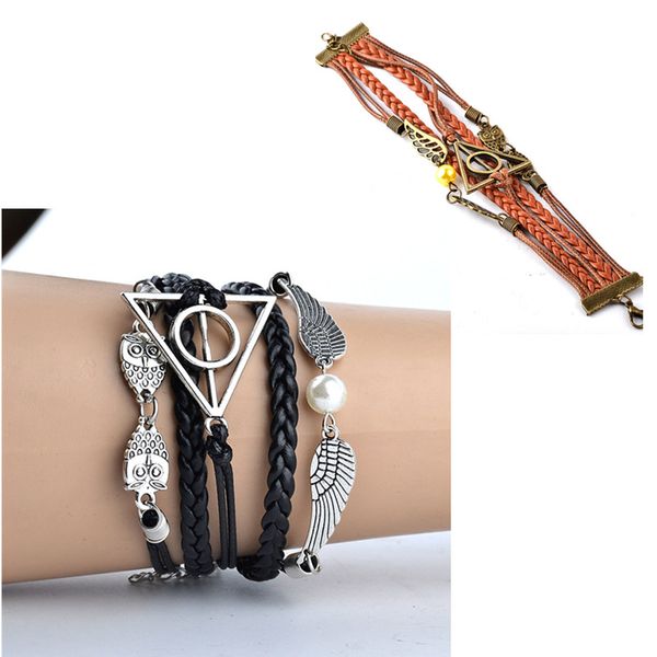20pcs/lot popular accessories harry bracelets death hallows hand knit bracelet angel wings leather strap bracelet red black
20pcs/lot popular accessories harry bracelets death hallows hand knit bracelet angel wings leather strap bracelet red black