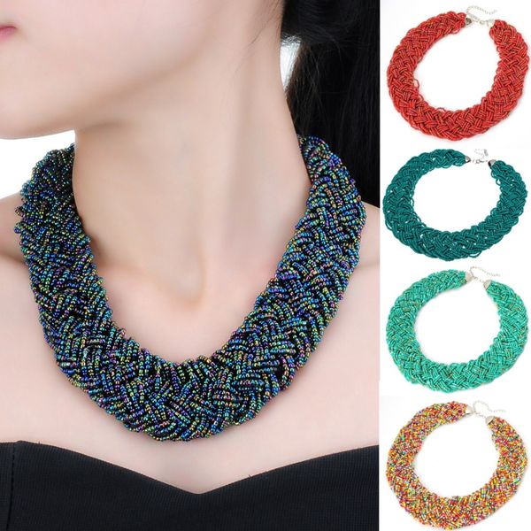 12 colors good pirce fast shipment trendy handmade colorized bead cluster knit braid twist ell chunky necklace, Silver
12 colors good pirce fast shipment trendy handmade colorized bead cluster knit braid twist ell chunky necklace, Silver