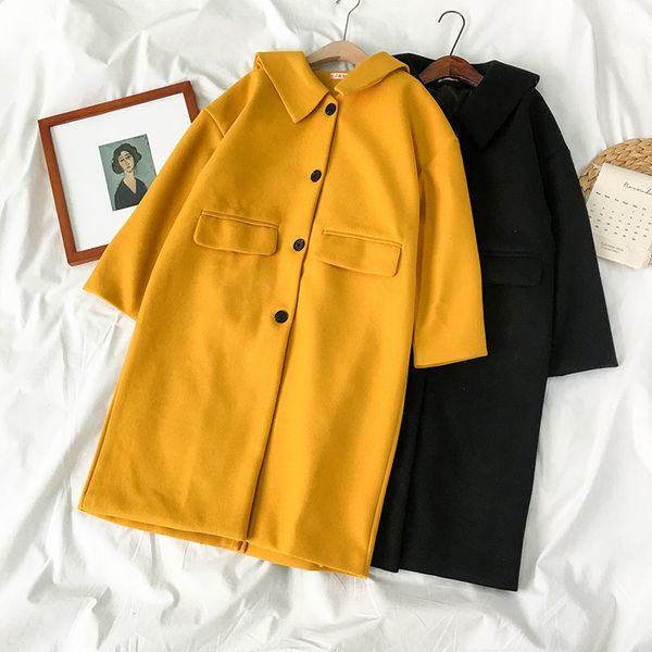 coat autumn and winter female 2018 new korean version lapel mid-long style student woolen coat fashion clothes, Black
coat autumn and winter female 2018 new korean version lapel mid-long style student woolen coat fashion clothes, Black