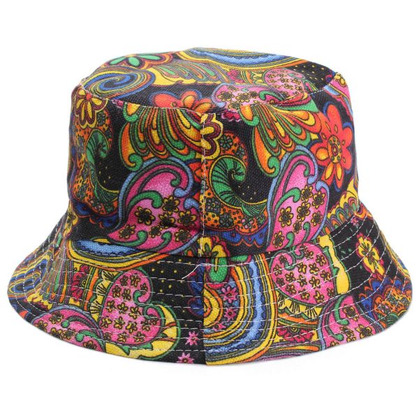 new-women flower bucket hat boonie hunting fishing outdoor cap summer sun hat