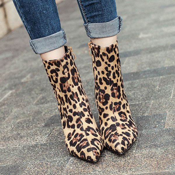 winter boots women 2019 leopard print ankel boots for women pointed toe ladies shoes high heel boots, Black
winter boots women 2019 leopard print ankel boots for women pointed toe ladies shoes high heel boots, Black