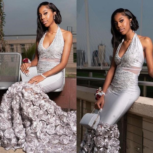 african halter sleeveless mermaid evening dresses 2020 silver lace v neck with 3d rose flowers plus size prom gowns vestidos, Black
african halter sleeveless mermaid evening dresses 2020 silver lace v neck with 3d rose flowers plus size prom gowns vestidos, Black
