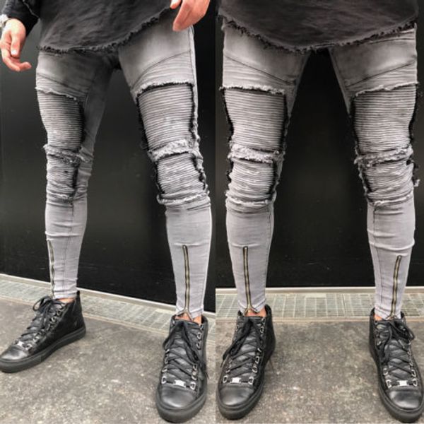 2018 новые мужские проблемные рваные модные джинсовые брюки slim skinny fit брюки, Blue
2018 новые мужские проблемные рваные модные джинсовые брюки slim skinny fit брюки, Blue