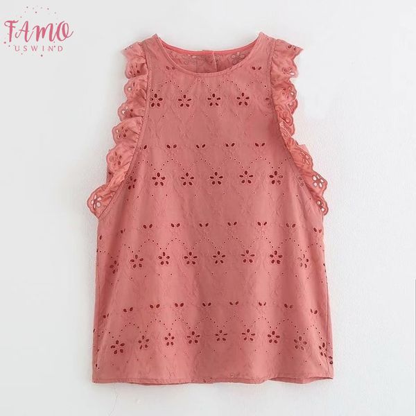2020 women sweet hollow out embroidery vest blouse back ruffle buttons shirts women o neck sleeveless ruffles casual blusas ls3770, White
2020 women sweet hollow out embroidery vest blouse back ruffle buttons shirts women o neck sleeveless ruffles casual blusas ls3770, White