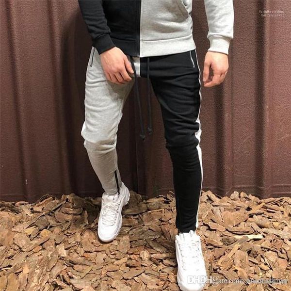 with zipper casual slim sport striped clothing mans contrast color panelled pants fashion designer man pants, Black
with zipper casual slim sport striped clothing mans contrast color panelled pants fashion designer man pants, Black