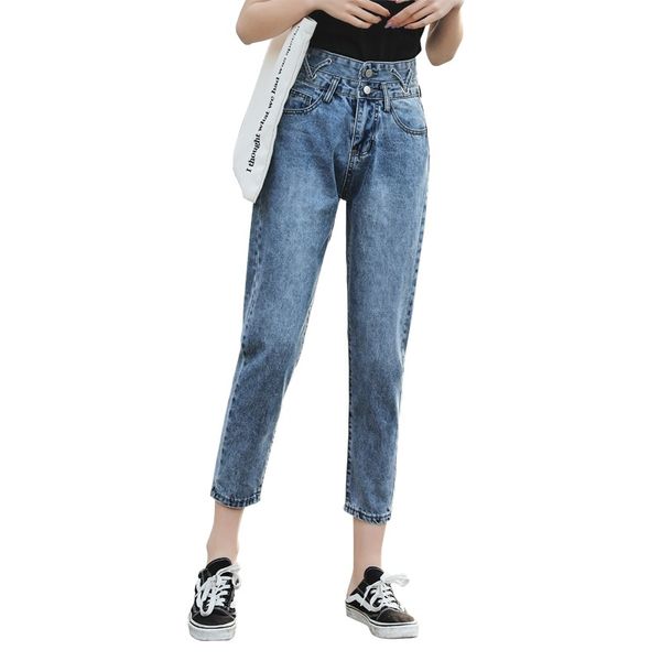 2020 spring and summer new korean jeans ladies high waist loose pants waist design denim straight harem pants, Blue
2020 spring and summer new korean jeans ladies high waist loose pants waist design denim straight harem pants, Blue