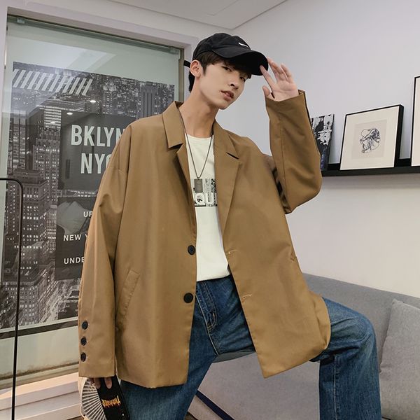 2019 spring and autumn new hong style fashion casual solid color single suit personality loose shirt jacket black / khaki, White;black
2019 spring and autumn new hong style fashion casual solid color single suit personality loose shirt jacket black / khaki, White;black