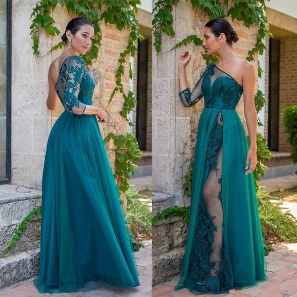 new arrival hunter evening dresses one shoulder tiered long sleeve illusion lace appliques high split long evening prom gowns robes, Black;red
new arrival hunter evening dresses one shoulder tiered long sleeve illusion lace appliques high split long evening prom gowns robes, Black;red