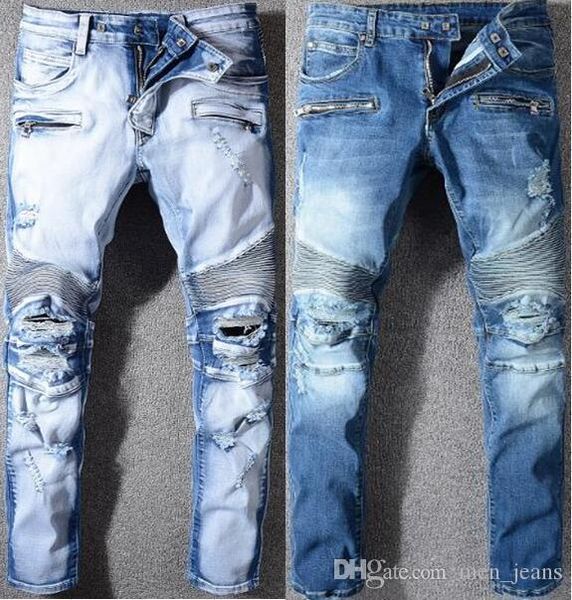 new knee hole retro washed straight slim stretch jeans designer brand apparel mens pants fashion trousers, Blue
new knee hole retro washed straight slim stretch jeans designer brand apparel mens pants fashion trousers, Blue