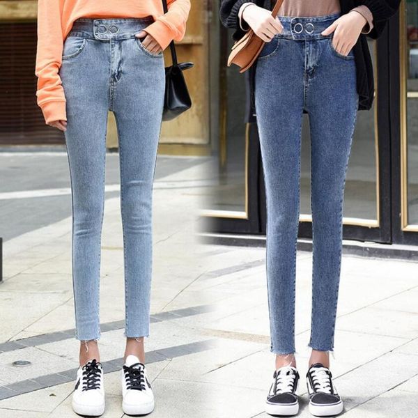 new jeans trousers women autumn new slim fit fashion high waist feet tight jeans burr double button ankle-length pants, Blue
new jeans trousers women autumn new slim fit fashion high waist feet tight jeans burr double button ankle-length pants, Blue