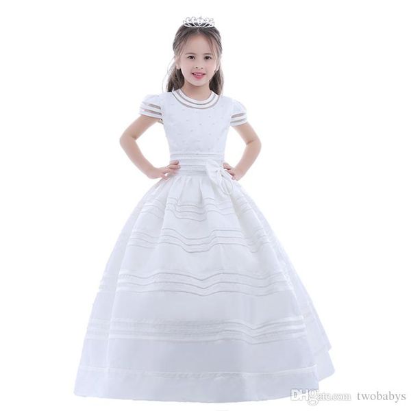 new arrival flower girl dress 2017 first communion dresses for girls short sleeve belt with flowers customized, White;blue
new arrival flower girl dress 2017 first communion dresses for girls short sleeve belt with flowers customized, White;blue