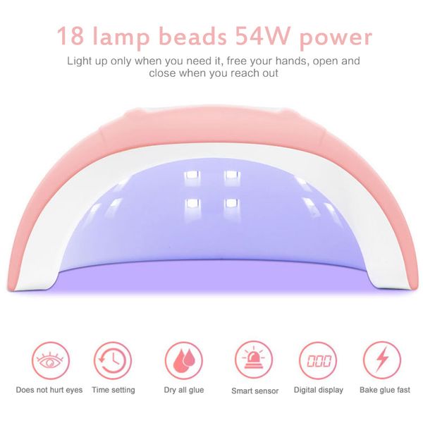 nail dryers 54w gel nagellak uv lamp dryer 18 lamps for curing polish usb smart timing lcd digital display art
nail dryers 54w gel nagellak uv lamp dryer 18 lamps for curing polish usb smart timing lcd digital display art