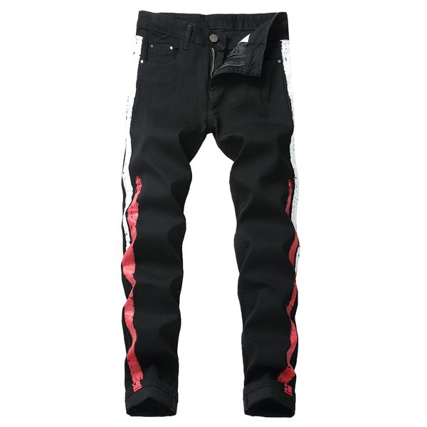 new calsa mens skinny jeans stretched denim slim fit black print striped scratched male stretch trouser pants plus size 42, Blue
new calsa mens skinny jeans stretched denim slim fit black print striped scratched male stretch trouser pants plus size 42, Blue