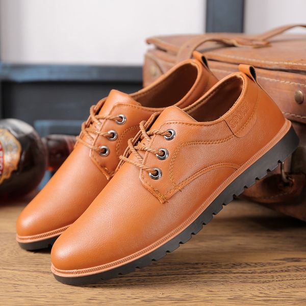 new business shoes leather men casual shoes men leather lace-up high qulaity zapatos de hombre, Black