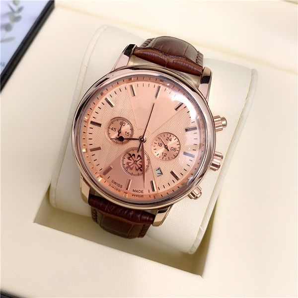 fashion stainless steel quartz man leather watch japan pp movement watch rose gold wristwatches brand male clock items montre luxe, Slivery;brown
fashion stainless steel quartz man leather watch japan pp movement watch rose gold wristwatches brand male clock items montre luxe, Slivery;brown