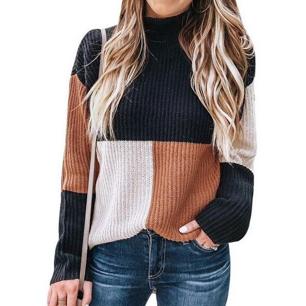 laamei women knitted sweater autumn long sleeve turtleneck color patchwork sweaters female fashion streetwear loose pullover, White;black
laamei women knitted sweater autumn long sleeve turtleneck color patchwork sweaters female fashion streetwear loose pullover, White;black