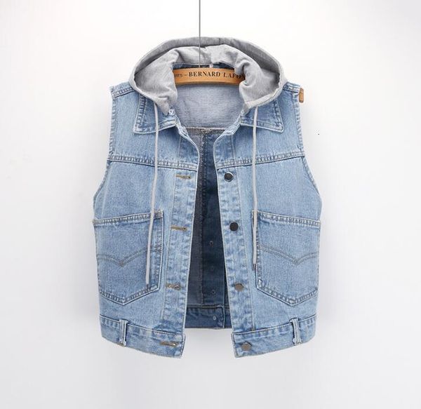 women's jacket short design hooded denim waistcoat women's summer coat 2019 new, Black;white
women's jacket short design hooded denim waistcoat women's summer coat 2019 new, Black;white