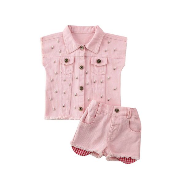 2pcs infant kids baby girl denim clothes sets fashion pearl solid vest waistcoat+shorts pants outfit 0-5y, White
2pcs infant kids baby girl denim clothes sets fashion pearl solid vest waistcoat+shorts pants outfit 0-5y, White