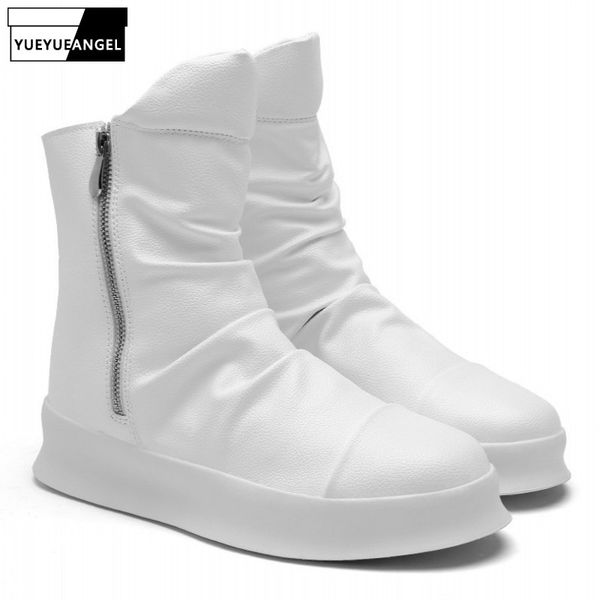 high street men casual white high-shoes british style boots zipper height increasing platform sneakers work boots, Black
high street men casual white high-shoes british style boots zipper height increasing platform sneakers work boots, Black