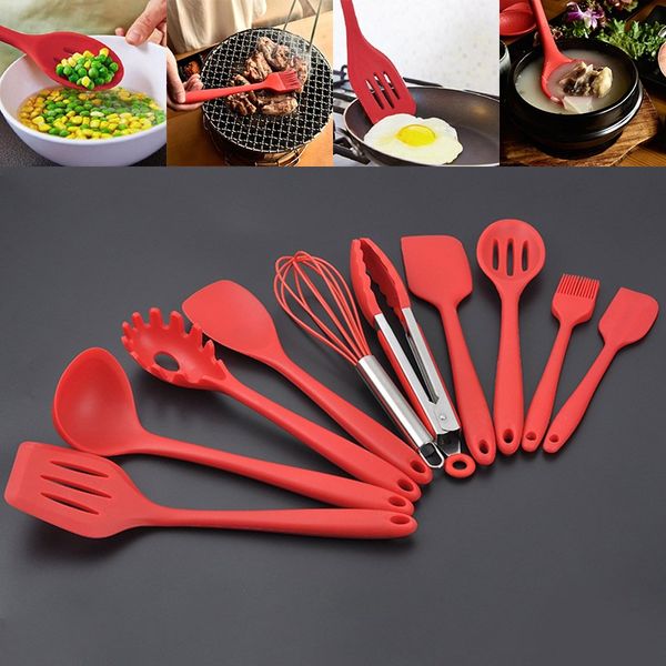 new silicone kitchen utensils set not sticky pot heat resistant spoon shovel ladle spatula cooking set for red and black 10pcs/set fa2130
new silicone kitchen utensils set not sticky pot heat resistant spoon shovel ladle spatula cooking set for red and black 10pcs/set fa2130