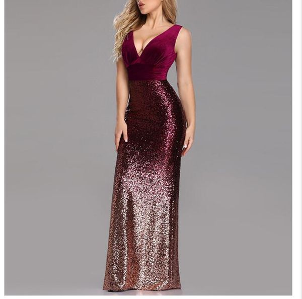 women fashion dress sequined big yards long vintage evening party dresses long, Black;gray
women fashion dress sequined big yards long vintage evening party dresses long, Black;gray
