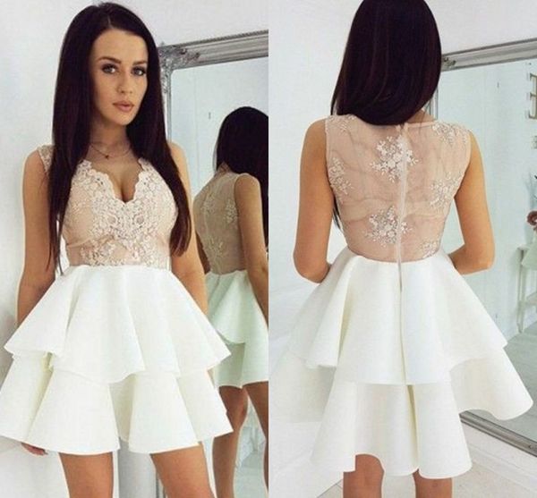 champagne white lace short prom dresses sheer cap sleeve v-neck two layers dresses evening wear formal gowns party plus size abendkleider, Black
champagne white lace short prom dresses sheer cap sleeve v-neck two layers dresses evening wear formal gowns party plus size abendkleider, Black