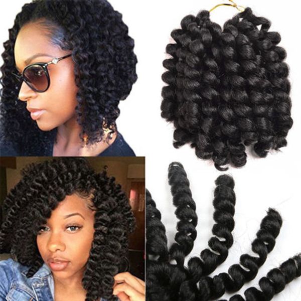 ombre braiding hair jumpy wand curl crochet braids jamaican bounce 8 inch synthetic crochet hair extension kanekalon for women, Black 
ombre braiding hair jumpy wand curl crochet braids jamaican bounce 8 inch synthetic crochet hair extension kanekalon for women, Black