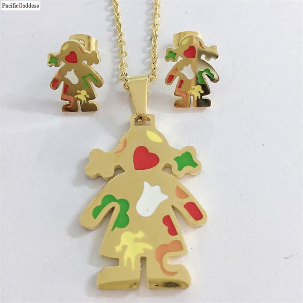 gold color girl stainless steel jewelry earrings and necklace pendant for girl, Silver
gold color girl stainless steel jewelry earrings and necklace pendant for girl, Silver
