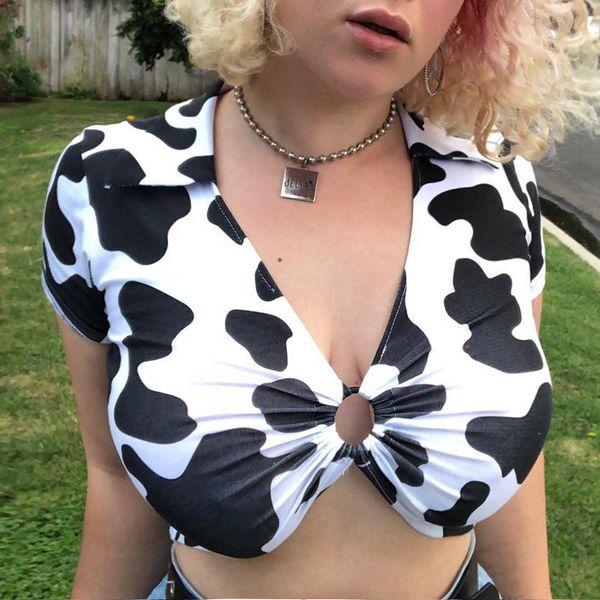2020 women summer short sleeve deep v neck cow printed casual t-shirt s-l hot, White
2020 women summer short sleeve deep v neck cow printed casual t-shirt s-l hot, White