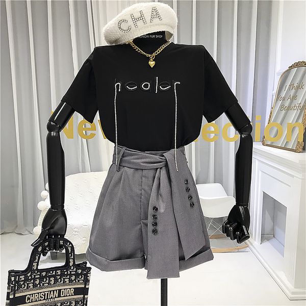 fashion two piece sets high street tassel embroidery t-shirt with short sleeve+ appliques shorts designer women clothing, White
fashion two piece sets high street tassel embroidery t-shirt with short sleeve+ appliques shorts designer women clothing, White