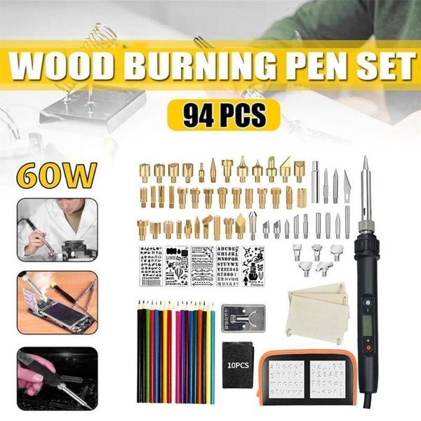 94pcs regulated temperature electric welding soldering iron kit carving pyrography tool wood embossing burning pen set
94pcs regulated temperature electric welding soldering iron kit carving pyrography tool wood embossing burning pen set