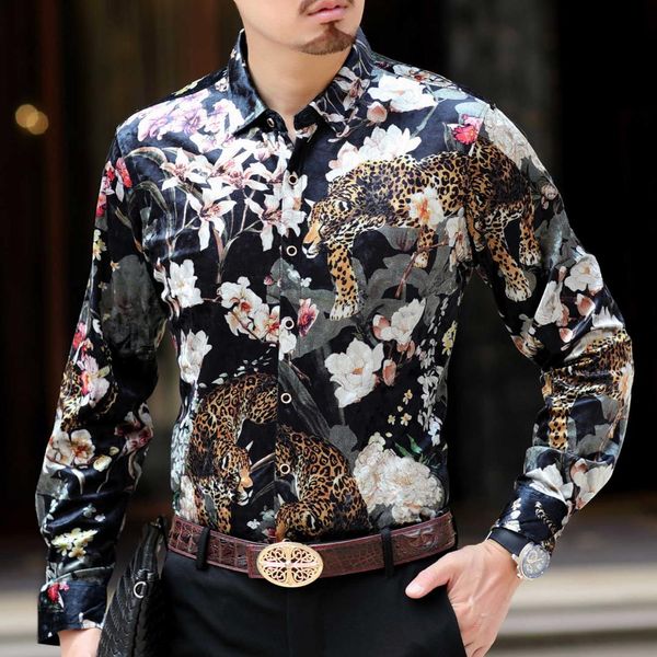 animal print floral shirt men camisa social masculina de luxo shirt men 2019 long sleeve velvet dress chemise homme, White;black
animal print floral shirt men camisa social masculina de luxo shirt men 2019 long sleeve velvet dress chemise homme, White;black