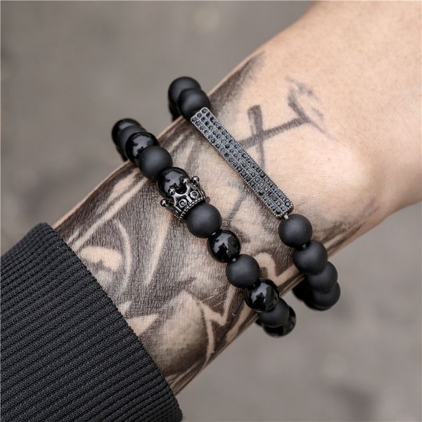 men bracelet set fashion homme jewelry black micro-inlaid zircon cz strip crown bracelets natural stone bracelet
men bracelet set fashion homme jewelry black micro-inlaid zircon cz strip crown bracelets natural stone bracelet
