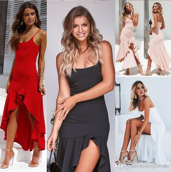 spring and summer ladies skirt european style strapless halter ruffled irregular female dress, Black;gray
spring and summer ladies skirt european style strapless halter ruffled irregular female dress, Black;gray