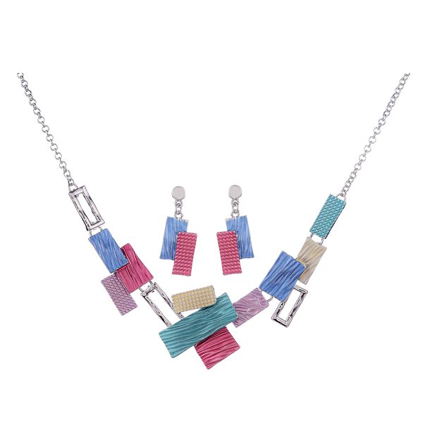 jewelry set geometric drop dangle earrings necklaces set for women's fashion jewelry sets charm blue chain pendant enamel jewelry sets, Silver
jewelry set geometric drop dangle earrings necklaces set for women's fashion jewelry sets charm blue chain pendant enamel jewelry sets, Silver