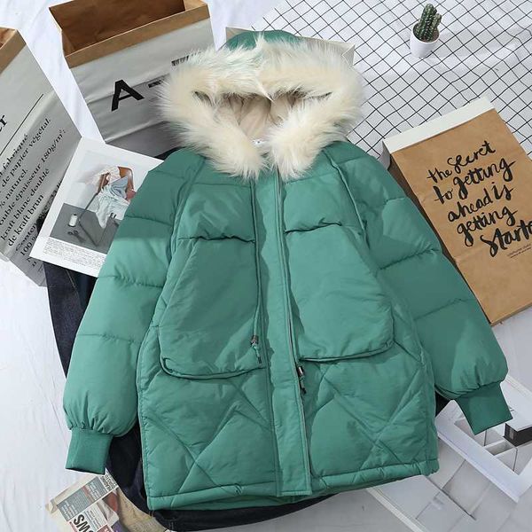 hooded women's down jacket winter warm parka long faux fur coats thicken women's jackets fashion big pocket outwear, Black
hooded women's down jacket winter warm parka long faux fur coats thicken women's jackets fashion big pocket outwear, Black