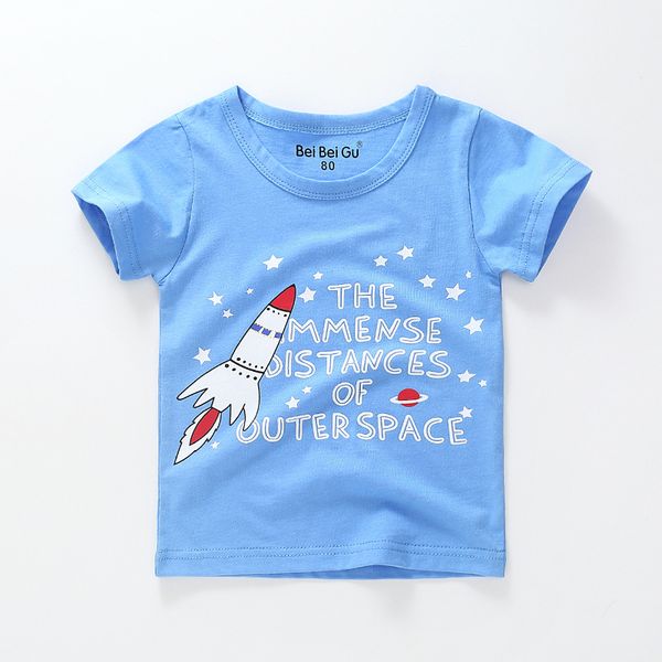 2019 European and American children's T-shirt Summer cotton rocket cartoon cute boy T-shirt Beibei Valley children's clothing kids, Blue
2019 European and American children's T-shirt Summer cotton rocket cartoon cute boy T-shirt Beibei Valley children's clothing kids, Blue