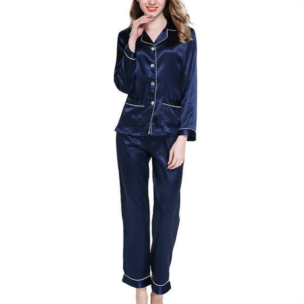 women comfort pajamas set silky faux satin pyjamas set long sleeve sleepwear spring suit two piece shirt &pants loungewear, Blue;gray
women comfort pajamas set silky faux satin pyjamas set long sleeve sleepwear spring suit two piece shirt &pants loungewear, Blue;gray