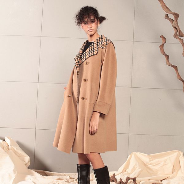 double-sided cashmere overcoat female fall and winter new colour matching wool overcoat colour matching checker female, Black
double-sided cashmere overcoat female fall and winter new colour matching wool overcoat colour matching checker female, Black
